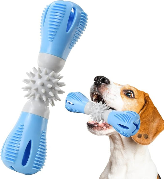 Durable Dog Chew Toy, Natural Rubber Treat Dispensing Puzzle Toy for Small & Medium Breeds – Interactive Teething, Training, and Dental Care Toy to Keep Dogs Engaged & Relieve Boredom (Blue)