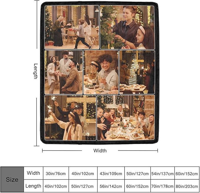 Custom Blanket with Photo, Customized Blankets with Pictures for Kids Friends Family MOM DAD, Personalized Souvenir Throws for Birthday Wedding Get Together, 7 Collage
