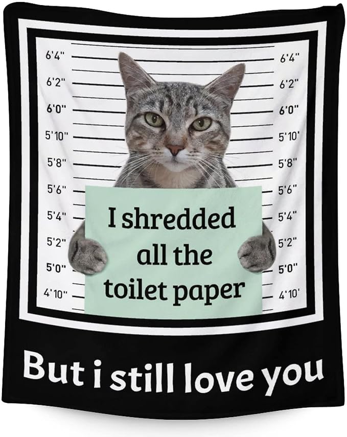 Cat Blanket Gifts - 30"x40" Cute Throw Blanket for Adults Kids - Black Soft Plush Throws for Bed, Couch & Travel