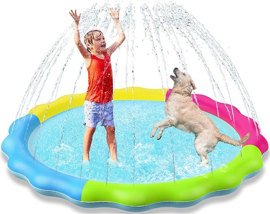 Jasonwell Kids Dog Splash Pad Sprinkler Non Slip Dog Sprinkler Pad Splash Pool Puppy Dogs Pool Summer Outdoor Water Toys Backyard Durable Splash Pad for Toddlers Kids Small Medium Large Dogs Pet