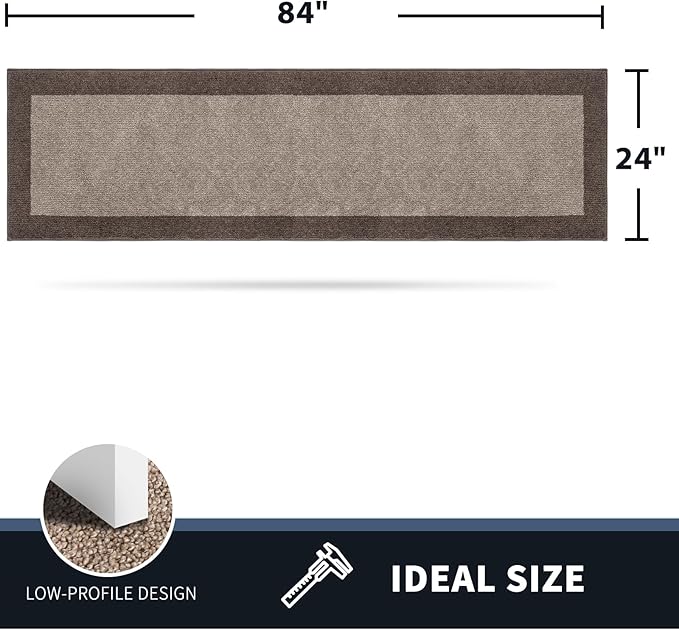 PURRUGS Dirt Trapping Door Mat 24" x 84", Non-Slip/Skid Machine Washable Entryway Rug, Shoes Scraper, Throw Rug, Super Absorbent Area Rug for Muddy Wet Shoes and Paws, Beige & Grayish Brown