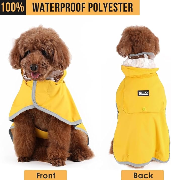 Lukovee Dog Raincoat, Adjustable Dog Rain Jacket with Clear Hooded Double Layer for Large Medium Small Dogs Puppies, Waterproof Rain Coat Poncho with Reflective Storage Pocket & Rim (Y,XXXL)