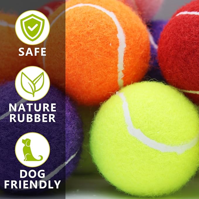 Magicorange 6 Pack Small Tennis Balls, 2 inch Squeaky Tennis Ball for Dogs,Colorful Easy Catching Squeaky Dog Balls with Mesh Bag for Easy Transport (Multicolor)