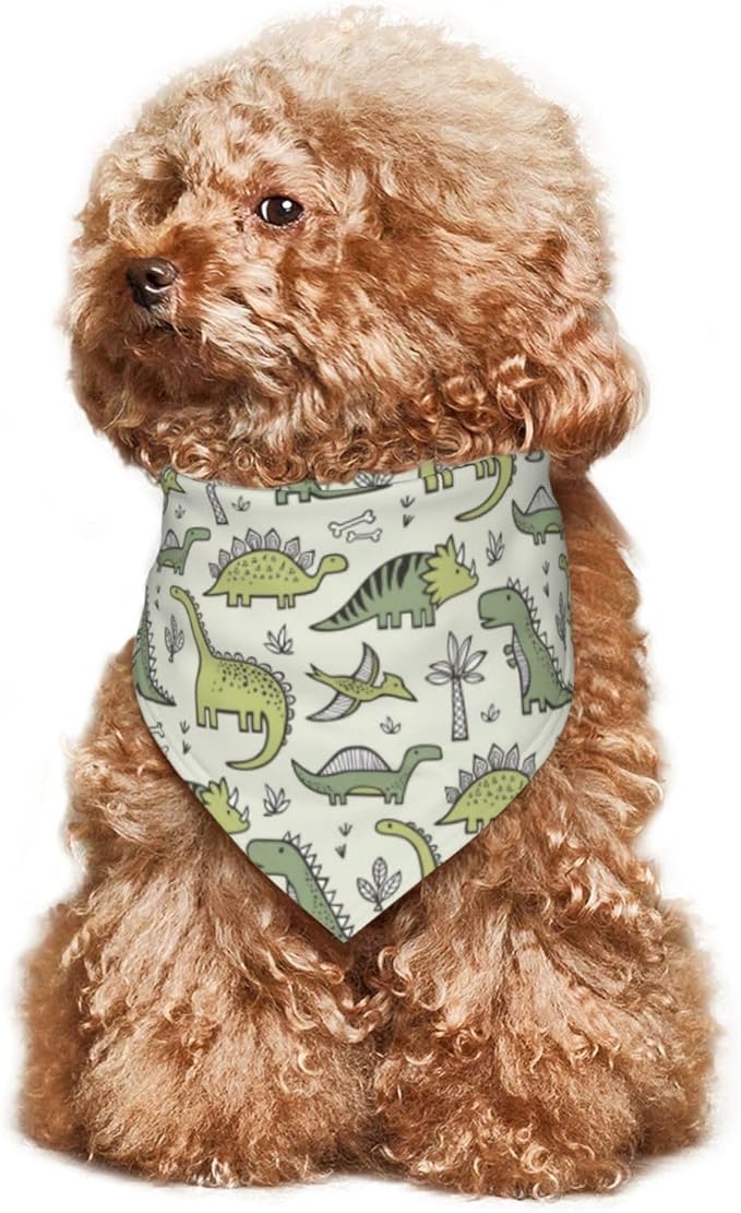 Miniature Dinosaurs Green Bones Dog Bandana Scarf Triangle Bibs Pet Accessories Cat Kerchief