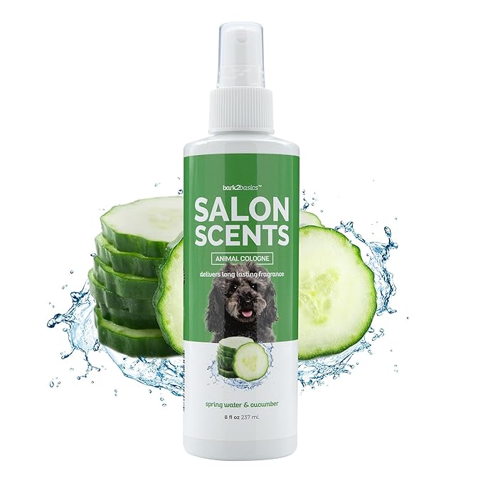 Bark2Basics Salon Scents Pet Grooming Cologne - 8 oz, Natural Professional Groomer Perfume for Dogs and Cats, Long Lasting, Deodorizing, (Spring Water and Cucumber)