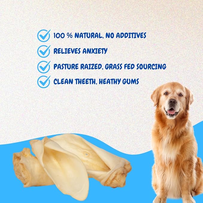 Brazilian Pet 100% Natural Real Cow Ears (50 Pack) Prime Dog Chews, Over 5 inches Free Range Grass Fed Cattle, No additives, Chemicals or Hormones