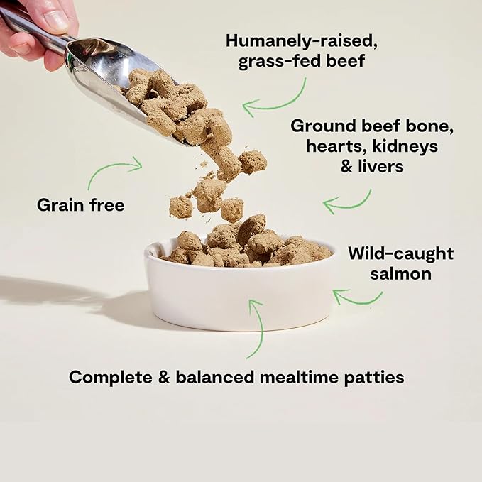 Open Farm, Freeze Dried Raw Dog Food, Patties with 95% Meat, Organs & Bone, Complete Meal or Freeze Dried Dog Food Mixer, Surf & Turf Recipe, 17.5oz Bag