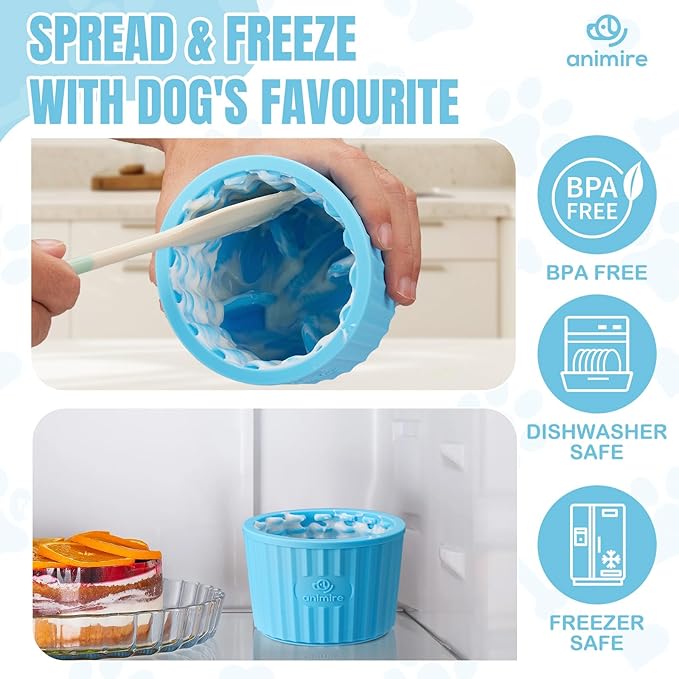 Dog Lick Bowl, Anxiety Relief Dog Licking Mat Freezer Treat Dispenser, Non-Slip Anti-Choking Silicone Slow Feeder Lick Bowl for Small Medium & Large Breed Dogs, BPA Free(Light Blue,S)