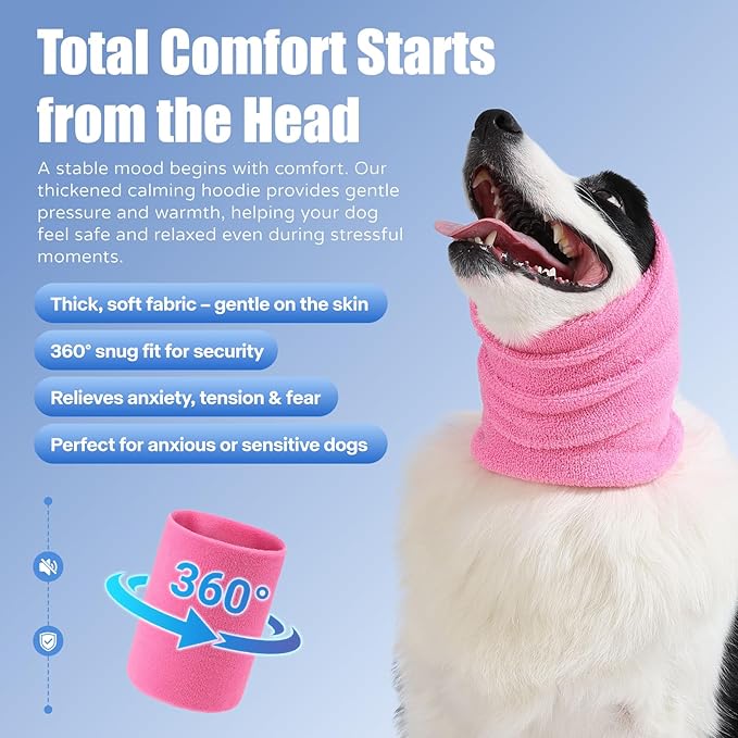 Dog & Cat Calming Band Cat Anxiety Relief Cover,Double Layer Thickened Pet Ears Elastic Neck Band Noise Cancelling Ear Muffs for Anxiety Relief/Noise Protection,Grooming,Thunder,Fireworks