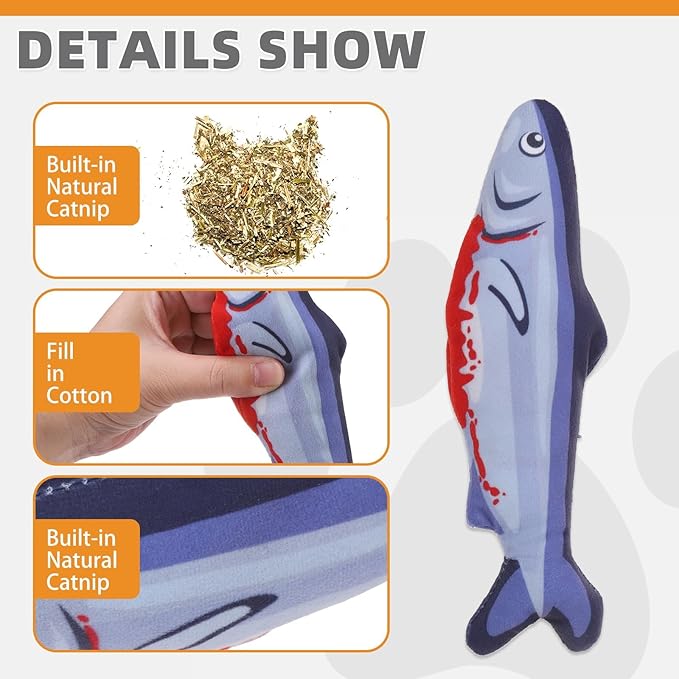 KOOLTAIL Halloween Cat Catnip Toys, 5 Pack Durable Soft Fish & Visceral Organs Toy Filled with Natural Catnip, Interactive Bite Resistant Chew Teeth Cleaning Gift for Indoor Cats Kitten Holiday