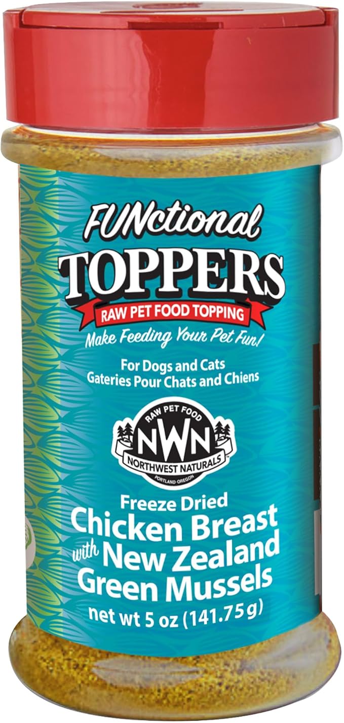 Northwest Naturals Freeze-Dried Chicken Breast with Green Lipped Mussels - Functional Topper - for Dogs and Cats - Healthy, Limited, Human Grade Ingredients, All Natural, Made in USA, 5 Oz (Pack of 1)