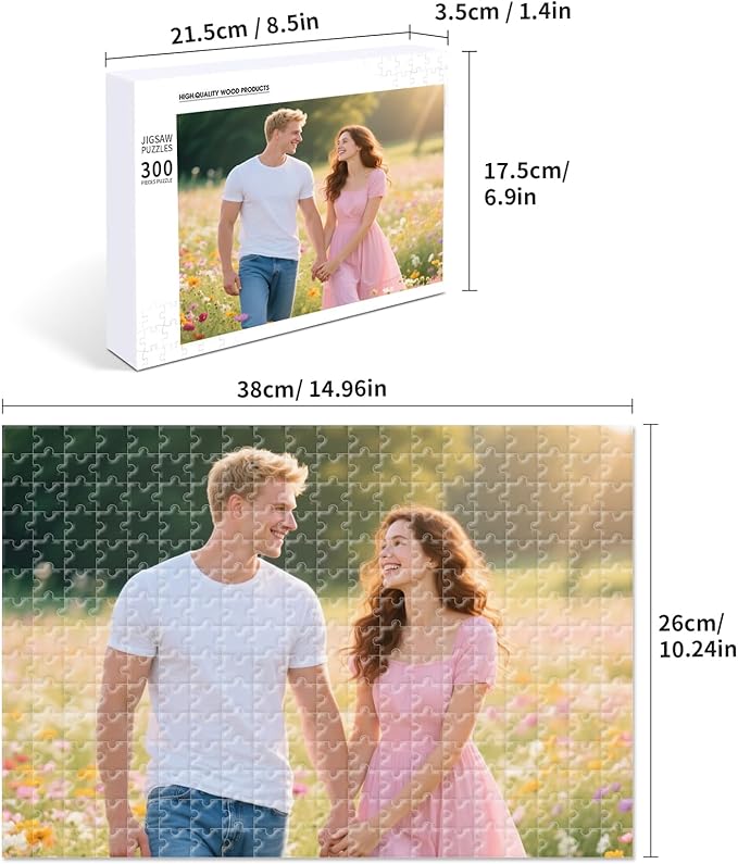 Custom Photo Puzzle – Personalized Jigsaw Puzzle from Your Photos in 200/300/500/1000/1500 Pieces – Custom Puzzle Gift for Christmas, Pets, Weddings, Anniversaries, Adults and Couples(300-vertical)