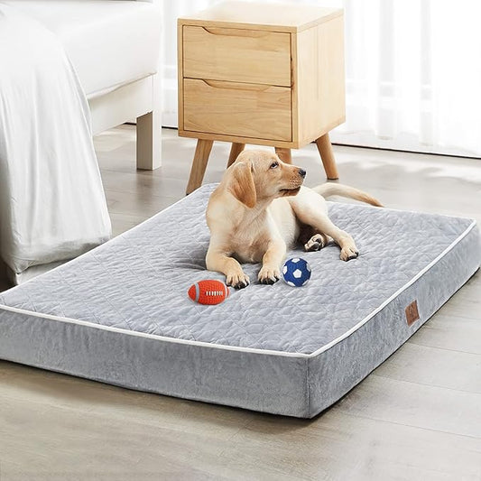 WNPETHOME Orthopedic XXL Dog Beds Large Sized Dog, Waterproof Extra Large Dogs Bed with Removable Washable Cover, Multi-Needle Quilting Dogs Crate Bed