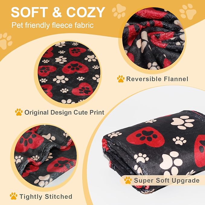 Premium Soft Dog Blanket Washable,43"x30" Cat Blanket for Indoor Cats Large Medium Small Dog Gifts Puppy Essentials (Red/Black)