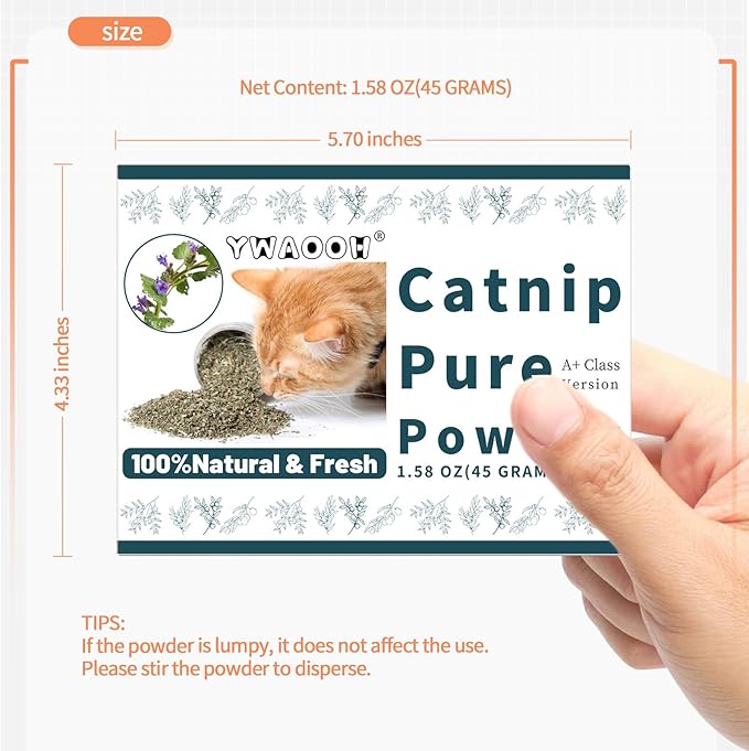 Premium Catnip for Cats & Kittens – Cold-Processed, High Potency Nepetalactone, 100% Pure Organic Leaf-Only Catnip for Toys, Scratchers, Refills, Stimulates Play & Protects Furniture - 45g