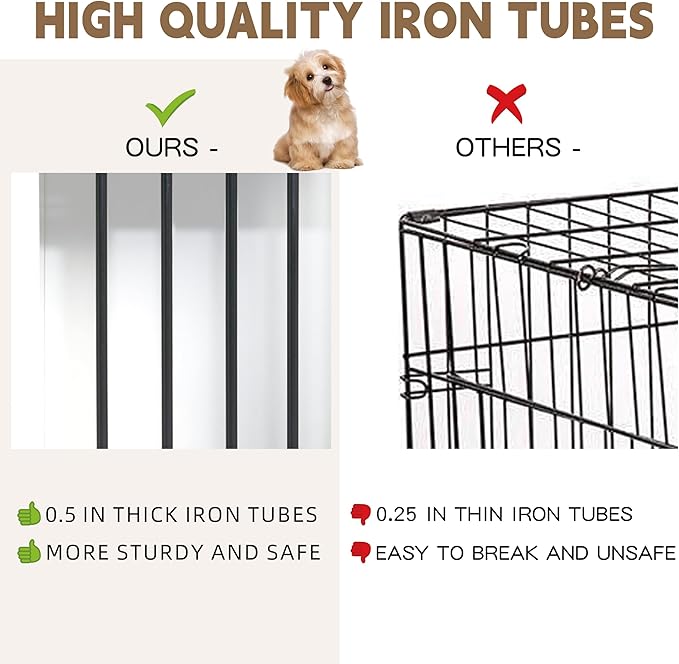 Sunseen Dog Crate Furniture Large Breed Wooden Dog Kennel with Room Divider & 3 Drawer,Black Double Doors Heavy Duty Dog Crate End Table Indoor TV Stand for Small Medium Large Dog,72''W*24''D*35''H