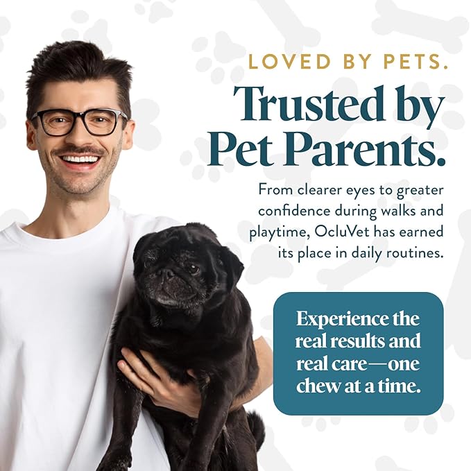 Vision Chews Eye Supplements for Dogs & Cats, Natural Chicken Flavor, Contains Omega 3, Lutein, Antioxidants, & More, Cat & Dog Eye Supplements, No Preservatives, Made in USA, 1 Bag, 30 Chews