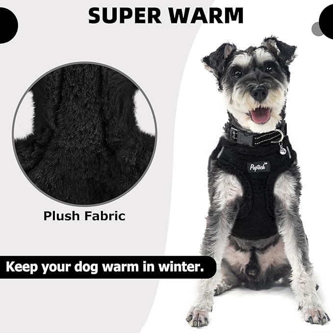 PUPTECK Adjustable Dog Harness Collar and Leash Set Step in No Pull Pet Harness for Small Medium Dogs Puppy and Cats Outdoor Walking Running, Soft Mesh Padded Reflective Vest Harnesses, Black M