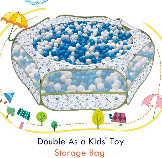 Pawaboo Small Animals Playpen, Waterproof Small Pet Cage Tent with Zippered Cover, Portable Outdoor Yard Fence with 3 Metal Rod for Chick/Kitten/Puppy/Guinea Pig/Rabbits/Hamster, Blue + White Flower