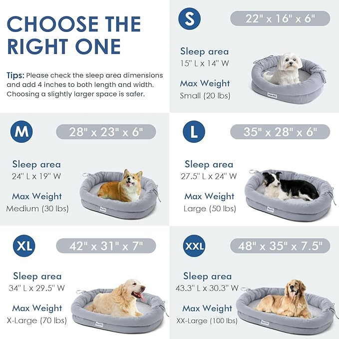 Orthopedic Dog Bed for Large Dogs, Pet Sofa Bed with Egg Crate Foam, 4-Sided Bolster, Removable Washable Cover & Anti-Slip Bottom, X-Large Gray