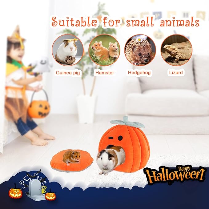 YUEPET Guinea Pig Bed Cave Winter Warm Cozy House Hideout for Dwarf Rabbit Bunny Ferret Hamster Chinchilla Hedgehog Fleece Washable Cage Nest Accessories 8.2"×8.2"