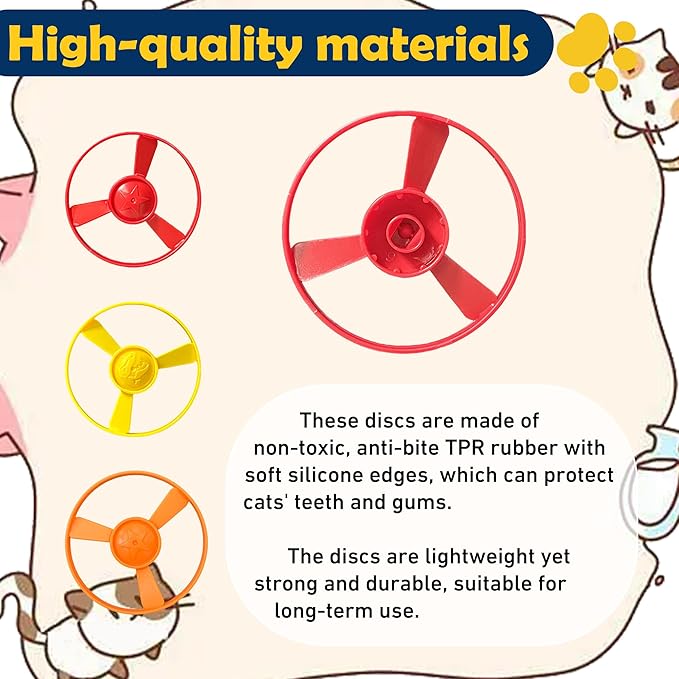 18 PCS Cat Fetch Toy with Colorful Flying Propellers Set, Cat Playing Tracking Interactive Toys for Kitten Chasing Training Hunting