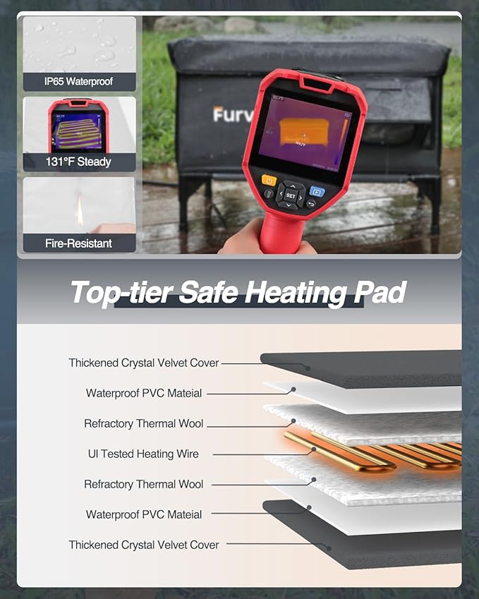 Heated Cat House for Outside,Dual Camera Mounts,100% Weatherproof & Extremely Insulated,Elevated Feral Cat Shelter with Escape Door,Waterproof Eaves for Outdoor Stray Barn Cat(Dark Grey,S)