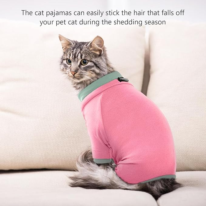 Sticky Cat Clothes Stretchy, Sphynx Hairless Sweater & Pajamas for Cats only, Soft Cat Onesie for Cats After Surgery Female Male & Hair Loss Prevention, Pink S