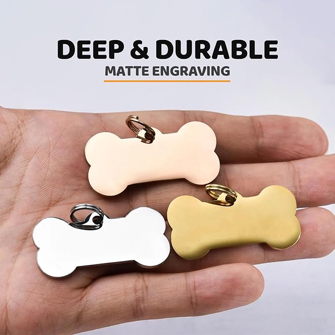 Personalized Dog Tags, Stainless Steel Custom Dog ID Tags for Pets, Bone Shaped pet tag with deep Engraving, 6 Stylish Colors, Durable Dog Name Tags Personalized for Pets, Dog tag.