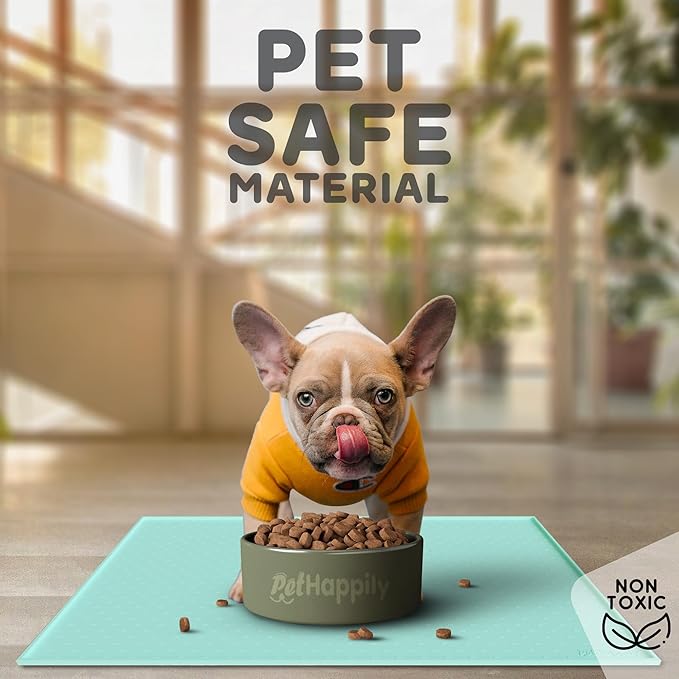 Dog Food Mat - 24x15 Raised Edges Dogs Mat for Food and Water Prevent Spill, Waterproof Cat Food Mats Protect Floors, Easy Clean Dog Bowl Mats for Food and Water, Silicone Pet Feeding Placemats