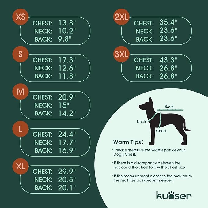 Kuoser Dog Coat, Dog Jackets for Large Dogs, Doggie Winter Coat for Cold Weather, Warm Snow Jacket Pet Apparel Clothes for Great Dane, Blue XXXL
