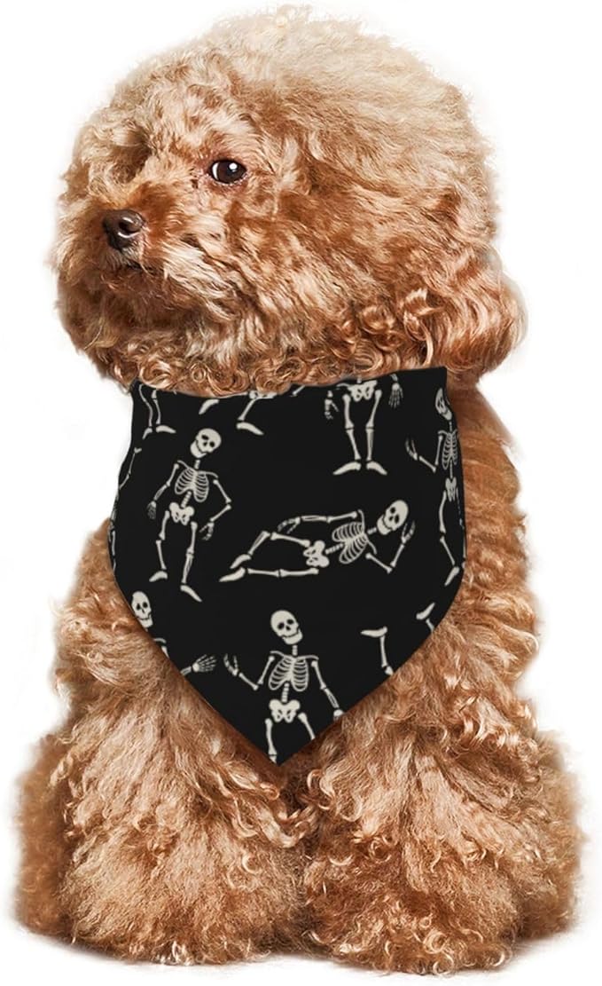 Dancing Skeletons Black Skull Dog Bandana Scarf Triangle Bibs Pet Accessories Cat Kerchief