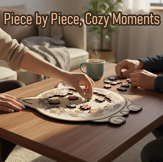 135-Piece Colored Cat Shaped Wooden Jigsaw Puzzle for Adults, Irregular Whimsy Pieces, Home Decor & Creative Gifts for Cat Lovers and Puzzle Enthusiast (Colorful-D)