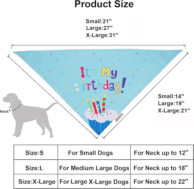 ADOGGYGO Dog Birthday Bandana Scarf and Blue Boy Pet Birthday Party Hat with Cute Bow Tie for Extra Large Dog Pet (X-Large)