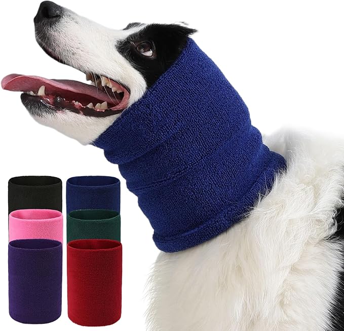Dog & Cat Calming Band Cat Anxiety Relief Cover,Double Layer Thickened Pet Ears Elastic Neck Band Noise Cancelling Ear Muffs for Anxiety Relief/Noise Protection,Grooming,Thunder,Fireworks