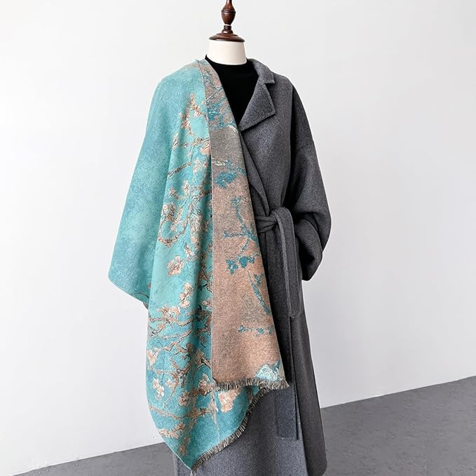 Jeelow Womens Pashmina Shawl Wrap Scarf - Elegant Dressy Evening Poncho Cape for Formal and Wedding Outfits