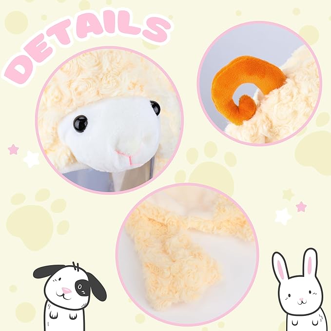 Animal Hat with Ears Moving Jumping Pop Up Beating Hat Plush Holiday Cosplay Dress Up Funny Gift for Kids