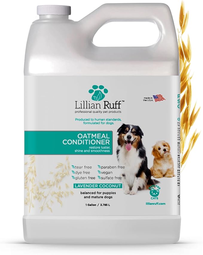Lillian Ruff PRO Formula Oatmeal Dog Conditioner - Nourishing & Calming Relief for Allergies & Sensitive Skin - Detangles, Softens & Adds Shine with Oatmeal, Coconut Oil & Lavender - USA Made (Gallon)
