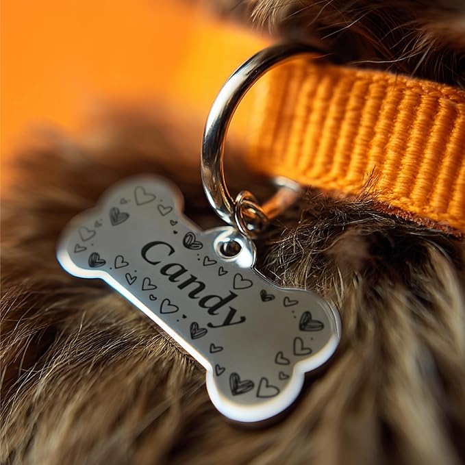 Personalized Dog Tags, Stainless Steel Custom Dog ID Tags for Pets, Bone Shaped pet tag with deep Engraving, 6 Stylish Colors, Durable Dog Name Tags Personalized for Pets, Dog tag.