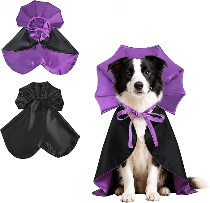 Cat Vampire Cloak-Pet Halloween Costumes, Dogs Cats Cape, Pet Cosplay Vampire Cloak & Accessories Costume Outfit for Halloween Party (Purple,S)