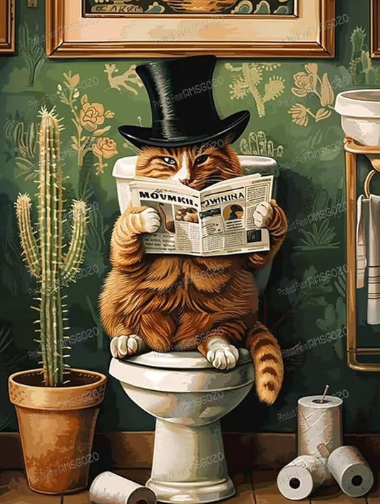 500 Piece Puzzles for Adults - Vintage Toilet Cat Wooden Jigsaw Puzzle for Adults Beginners, Unwind from Daily Life, for Family Bonding Activities
