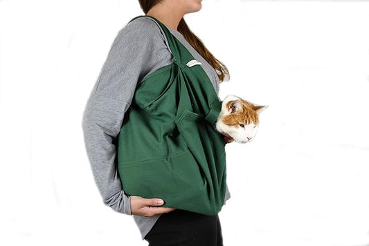 Cat-in-the-Bag Cozy Comfort Carrier - Extra Large Green Pet Carrier and Cat Carrier Soft for Cutting Nails, Vet Visits, Medication Administration, Dental Care, & Travel