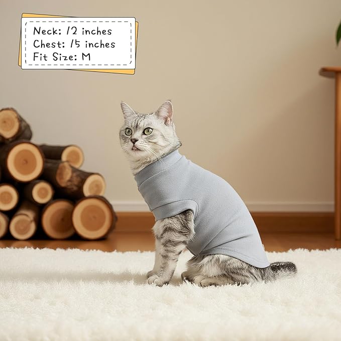 EXPAWLORER Soft Cat Sweater - Sweaters for Cats Only Warm Kitten Clothes, Fall and Winter Pet Coat Pullover Design, Fleece Sweatshirt Clothing Also for Puppy Small Dogs, Grey Medium