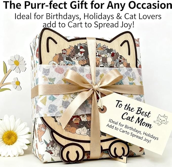 135-Piece Morandi Cat Shaped Wood Puzzle, Cute Cat Shaped Wooden Jigsaw Puzzle, Unique Framed Cats Outlines Jigsaw