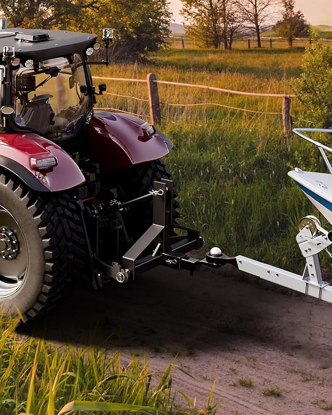 3 Point 2" Trailer Hitch Receiver Heavy-Duty for Category 1 Tractors Compatible with Kubota, BX, LM25H, WLM Tractor, NorTrac, Yanmar, Kioti, Cat (3 Point 2"-Black)