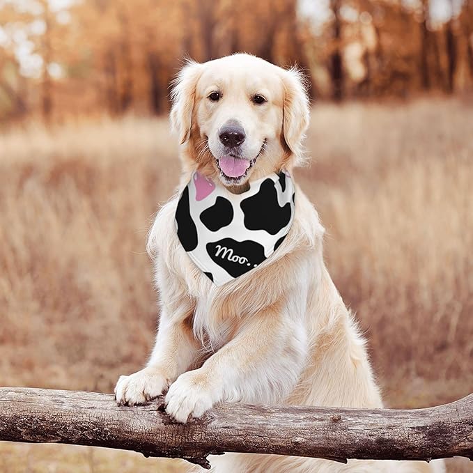 Cow Pink Print Cute Country Rustic Farmhouse Dog Bandana Scarf Triangle Bibs Pet Accessories Cat Kerchief
