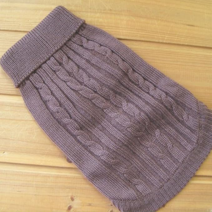 Tangpan Turtleneck Classic Straw-Rope Pro Pet Dog Sweater Apparel (Brown,XL)