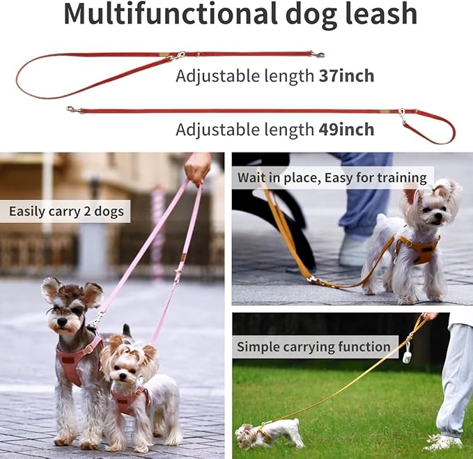 Puppytie No Pull xs Dog Harness with Multifunction Dog Leash,Soft Adjustable No Choke Escape Proof Pet Harness Vest,red Hawthorn,XS