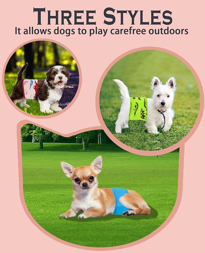 3 Pack Belly Bands for Male Dogs, Reusable Washable Male Dog Diapers, Soft and Comfortable Leak Proof Doggie Wraps with High Absorbing, for Untrained, Incontinence Small Medium Dogs