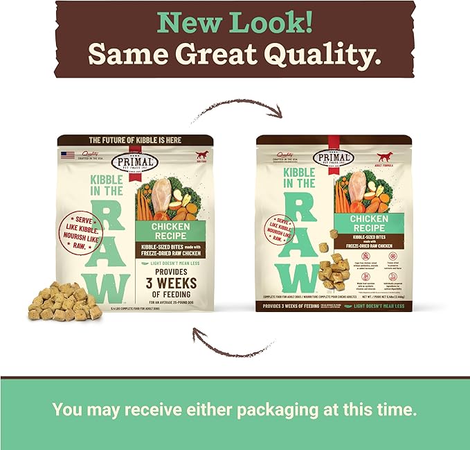 Primal Kibble in The Raw, Freeze Dried Dog Food, Chicken, Scoop & Serve, Made with Raw Protein, Whole Ingredient Nutrition, Crafted in The USA, Dry Dog Food 5.4 lb Bag